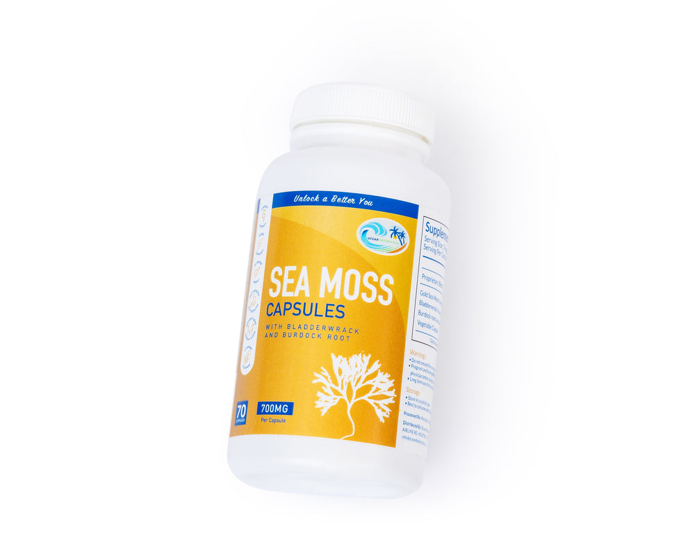 
                  
                    Sea Moss With Bladderwrack And Burdock Root Capsules - Ocean Botanicals
                  
                